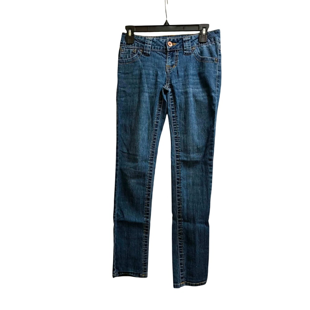 Paris Blues Jeans Womens 3 Blue Low Rise Slim Straight Denim Y2K 2000s